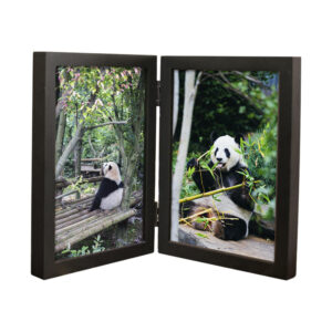 מסגרת לתמונה כפולה, מסגרת עץ שחורה מתקפלת לשתי תמונות, עיצוב דקורטיבי לשולחן או למדף